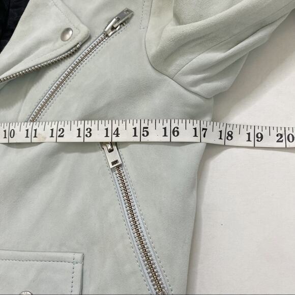 IRO Guape Lamb Leather Suede Biker Moto Jacket in Light Blue Size 36/US 4 - Picture 12 of 13